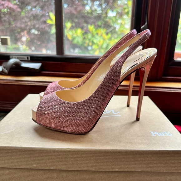 Brand new beautiful Christian Louboutin Private Number 120 Glitter Platform Heel - Picture 3 of 9